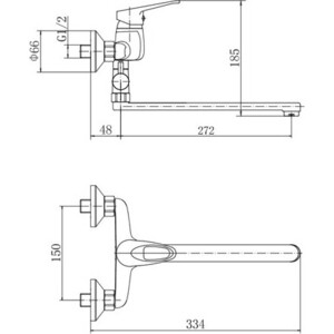 Смеситель для ванны Fashun хром (A2113)