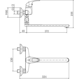 Смеситель для ванны Fashun хром (A2115)