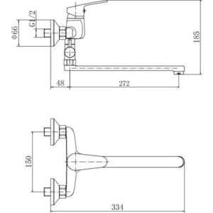 Смеситель для ванны Fashun хром (A2116)