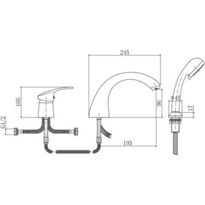 Смеситель на борт ванны Fashun хром (A1121)