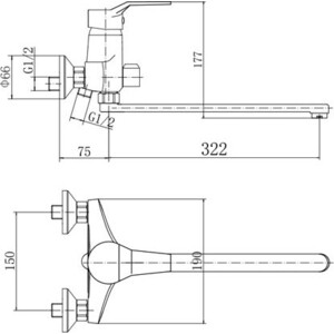 Смеситель для ванны Fashun хром (A2263)