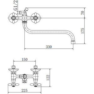 Смеситель для ванны Fashun хром (A2227-2)