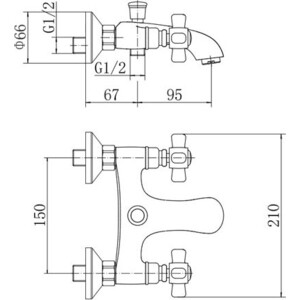 Смеситель для ванны Fashun хром (A3018)