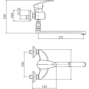 Смеситель для ванны Fashun хром (A2121)