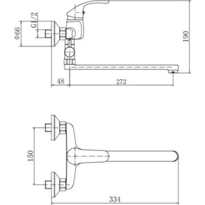 Смеситель для ванны Fashun хром (A2136)