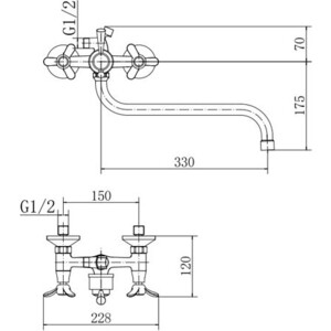 Смеситель для ванны Fashun хром (A2212)