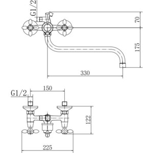Смеситель для ванны Fashun хром (A2227)