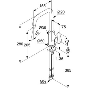 Смеситель для раковины Kludi Pure&Solid хром (340240575)