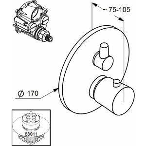 Термостат для ванны Kludi Balance встраиваемый, для 88011, черный матовый (528308775)