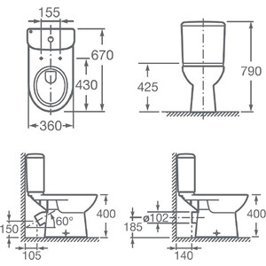 Унитаз-компакт Roca Access с сиденьем микролифт (34P23800Y)