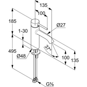 Смеситель для раковины Kludi Bozz хром (382820576)