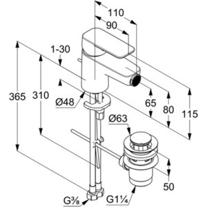 Смеситель для биде Kludi Pure&Style с донным клапаном (402160575)