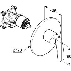 Смеситель для душа Kludi Balance встраиваемый, для 88011, черный матовый (526558775)