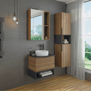 Тумба с раковиной и столешницей Comforty Штутгарт 60 дуб темно-коричневый (00-00001698)