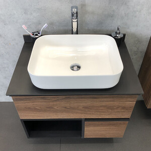 Тумба с раковиной и столешницей Comforty Штутгарт 75 дуб темно-коричневый (00-00001884)