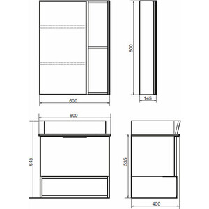 Зеркало-шкаф Comforty Штутгарт 60 дуб темно-коричневый (00004151036)