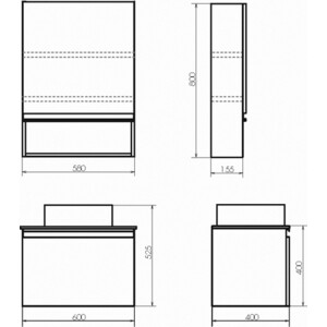 Зеркальный шкаф Comforty Эдинбург 60 бетон светлый (00-00002043)