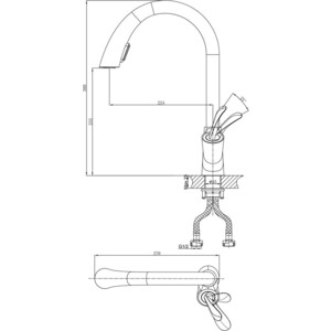 Смеситель для кухни D&K Venice-Baciano с выдвижной лейкой, хром (DA1032541)