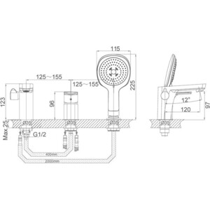 Смеситель на борт ванны D&K Berlin-Technische черный/хром (DA1434915)
