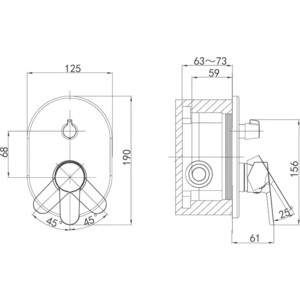 Смеситель для ванны D&K Rhein-Marx встраиваемый, хром (DA1394801)