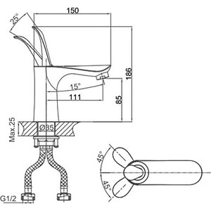 Смеситель для раковины D&K Venice-Baciano хром (DA1032141)