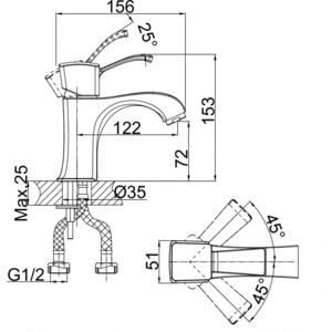 Смеситель для раковины D&K Rhein-Bach хром (DA1472101)