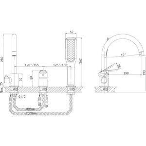 Смеситель на борт ванны D&K Rhein-Marx хром (DA1394901)