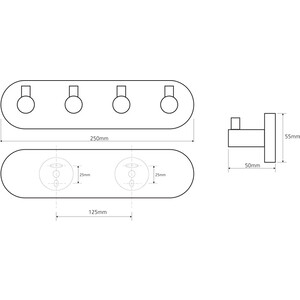 Планка Bemeta Omega с 4 крючками (104405212)