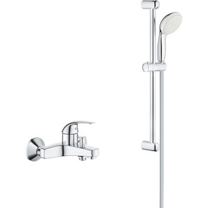 Смеситель для ванны Grohe BauCurve с душевым гарнитуром, хром (23599000, 27853001)
