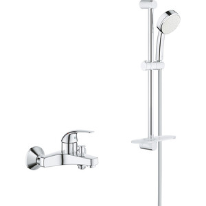 Смеситель для ванны Grohe BauCurve с душевым гарнитуром, хром (23599000, 26083002)