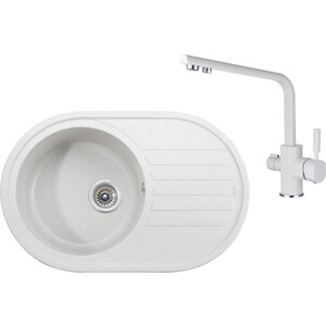 Кухонная мойка и смеситель Kaiser Granit KGM-7750 White белая (KGM-7750-W, 40144-10)