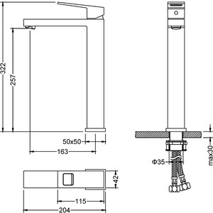 Смеситель для раковины Timo Briana высокий черный (7111/03F)