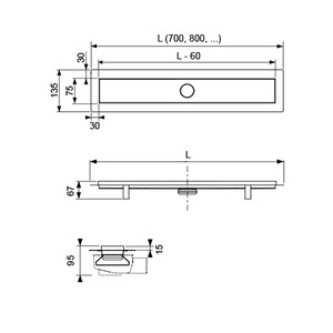 Дренажный канал TECE TECElinus для монтажа дренажного канала 2 в 1, 80 см (15103089)