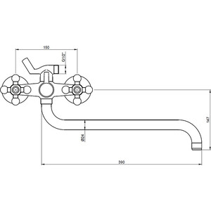 Смеситель для ванны Kaiser Carlson Lux с душевой лейкой, хром (11056)