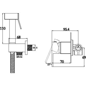 Смеситель для душа Kaiser Sonat встраиваемый, с гигиенической лейкой, черный матовый (34377-2)