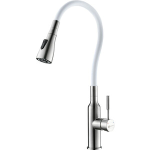 Смеситель для кухни Lemark Expert с гибким изливом, белый (LM5082S-White)