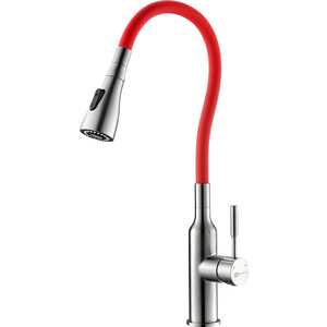 Смеситель для кухни Lemark Expert с гибким изливом, красный (LM5082S-Red)