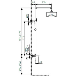 Душевая система Kaiser Cezar Black с термостатом, черная матовая (05182-2)