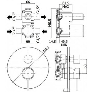 Смеситель для ванны Paffoni Light черный матовый (8020913536368)
