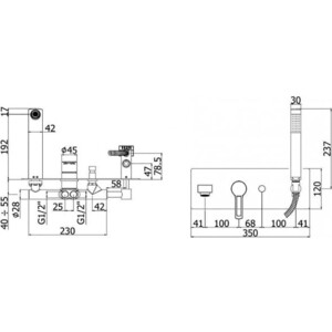 Смеситель для ванны Paffoni Ringo с душем, черный матовый (8020913098514)