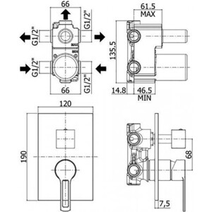 Смеситель для ванны Paffoni Ringo черный матовый (8020913514489)