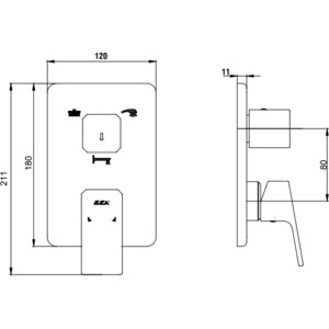 Смеситель для ванны E.C.A. Tiera внешняя часть (102167305EX-K)