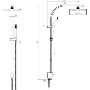 Душевой гарнитур E.C.A. Tiera с верхним душем, хром (102158012EX)