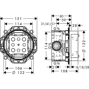 Смеситель для ванны Hansgrohe Talis S с механизмом, хром (72406000, 1800180)
