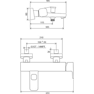Смеситель для ванны Ravak 10° Free TD F 022.00/150 (X070131)