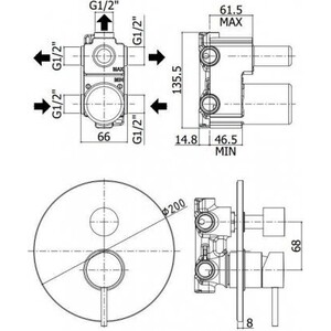 Смеситель для душа Paffoni Light встраиваемый, Steel looking (8020913510726)