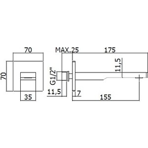 Излив для ванны Paffoni Tango 150 черный матовый (8020913548408)