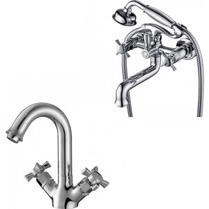 Набор смесителей Kaiser Cross для раковины, ванны, с ручным душем, хром