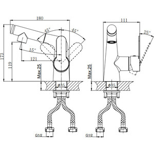 Смеситель для раковины Rush Tenerife с вытяжным изливом, хром (TE2835-12)