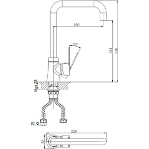 Смеситель для кухни Rush Tenerife с поворотным изливом, хром (TE2835-23)